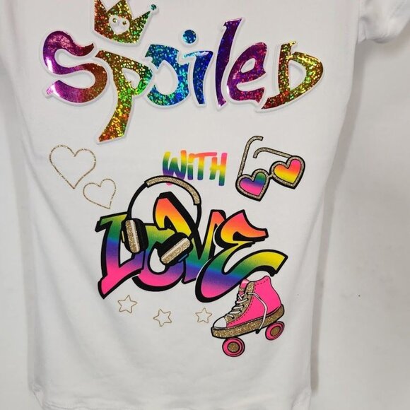 Girls Spoiled with Love Embossed Foil Graphic Tee - White - Size S (4)‎ - Picture 4 of 7